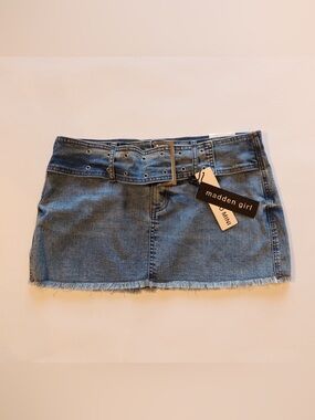 Madden Girl Belted Denim Micro Mini Skirt — NWT, L